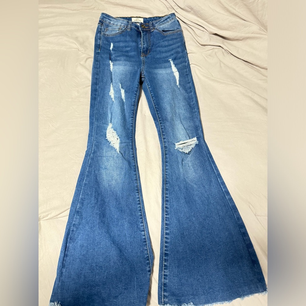 Skinny Fries Denim Jeans - Distressed Bootcut-Style Jeans Bodycon Size 3